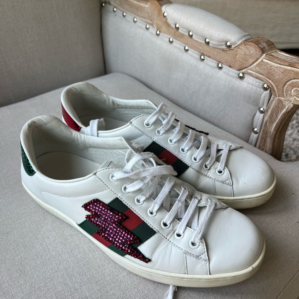 Gucci lightning bolt sneakers men 8 and 9.5-10 women - Picture 1 of 7